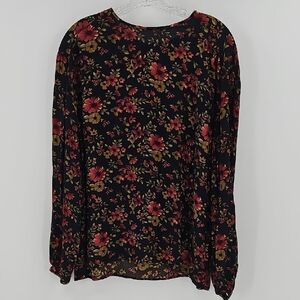 Jones New York Floral Black and Red Women's Top Size 18W
